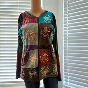 Vintage Nepal Happy Colors  patchwork hoodie M